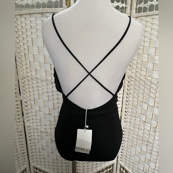 New Zara Ruched Black Bodysuit - Picture 4 of 6